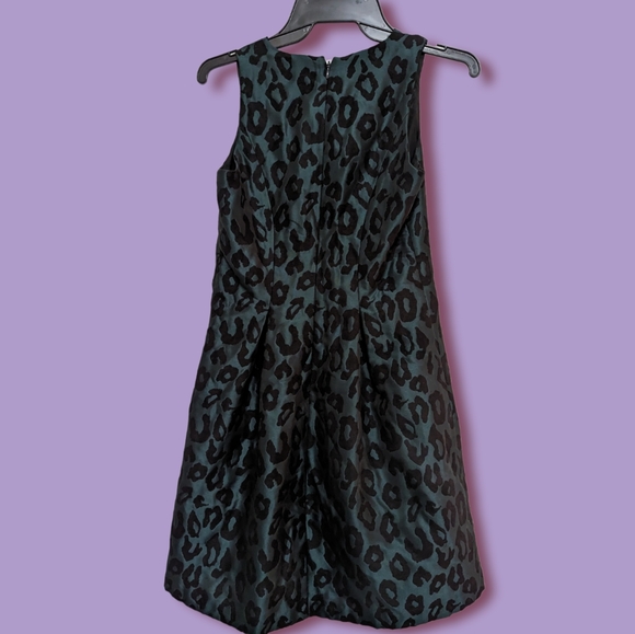 LOFT Leopard Print Green A Line Dress, Size 0 Petite - Picture 2 of 2